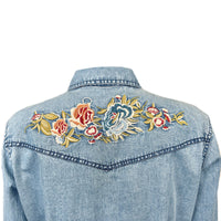 Women's Denim Floral Embroidered Western Shirt