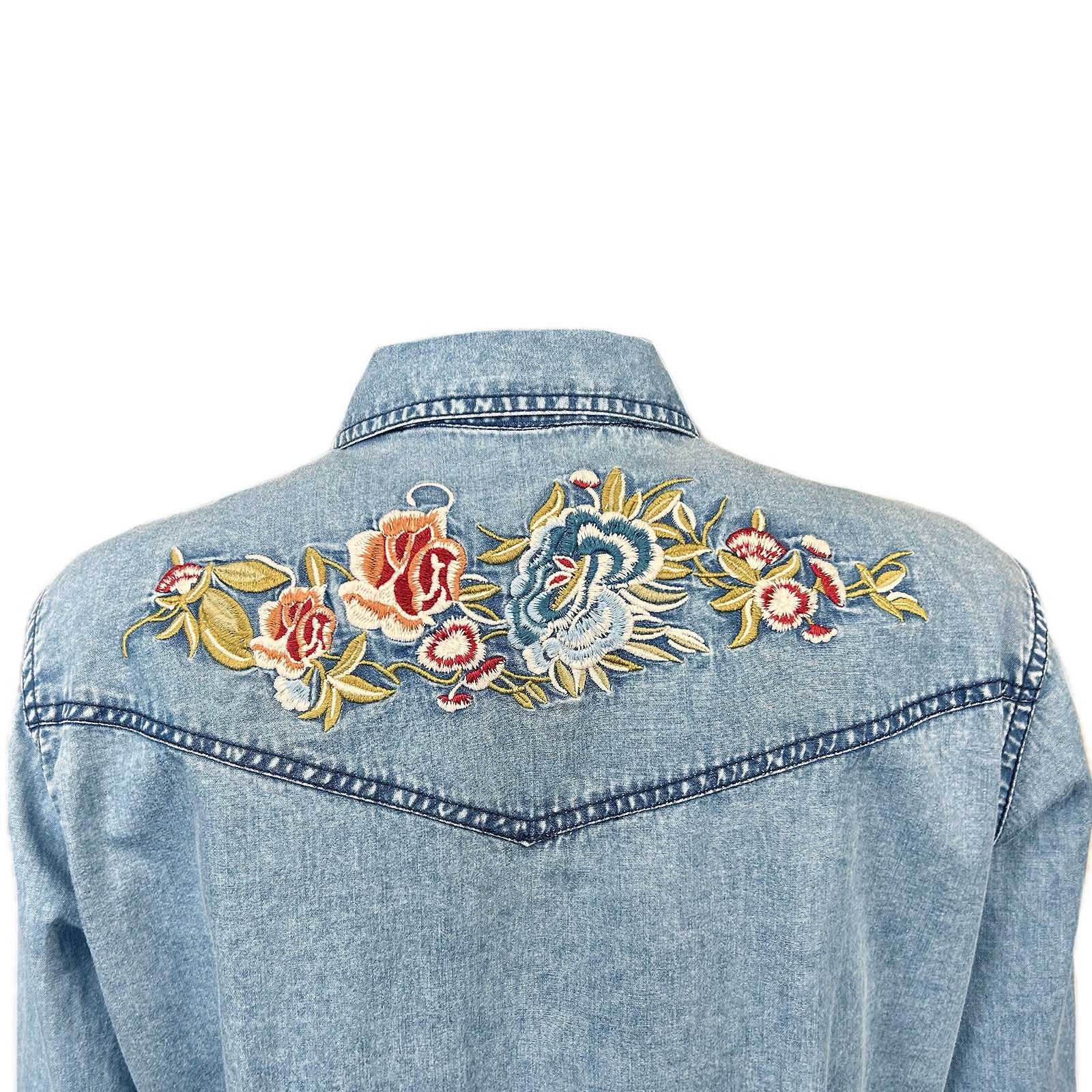 Women's Denim Floral Embroidered Western Shirt