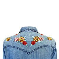 Women's Denim Western Dress with Floral Embroidery - Rockmount