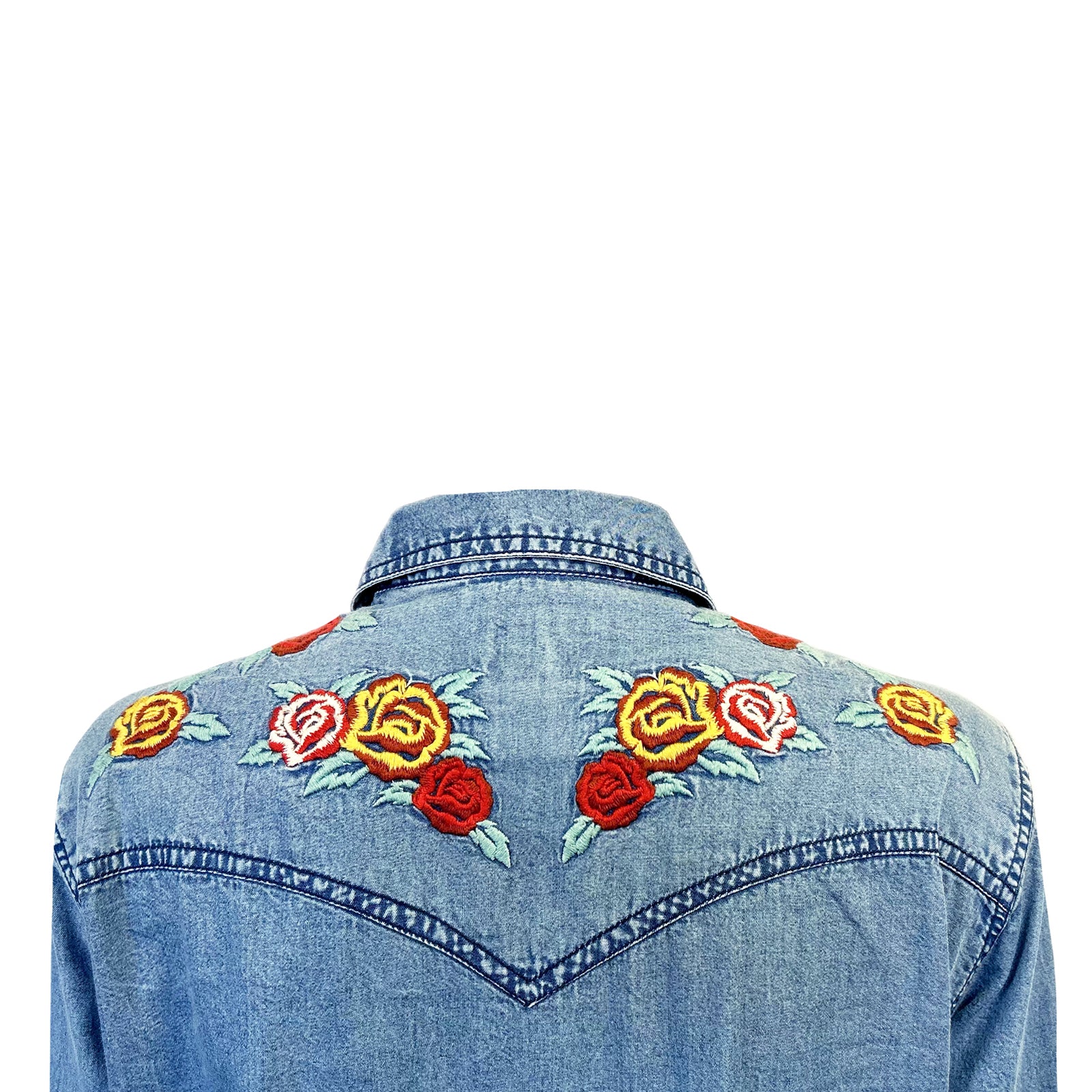 Women's Denim Western Dress with Floral Embroidery - Rockmount