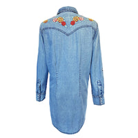 Women's Denim Western Dress with Floral Embroidery - Rockmount