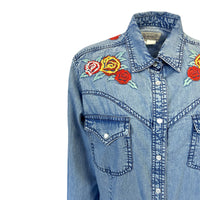 Women's Denim Western Dress with Floral Embroidery - Rockmount