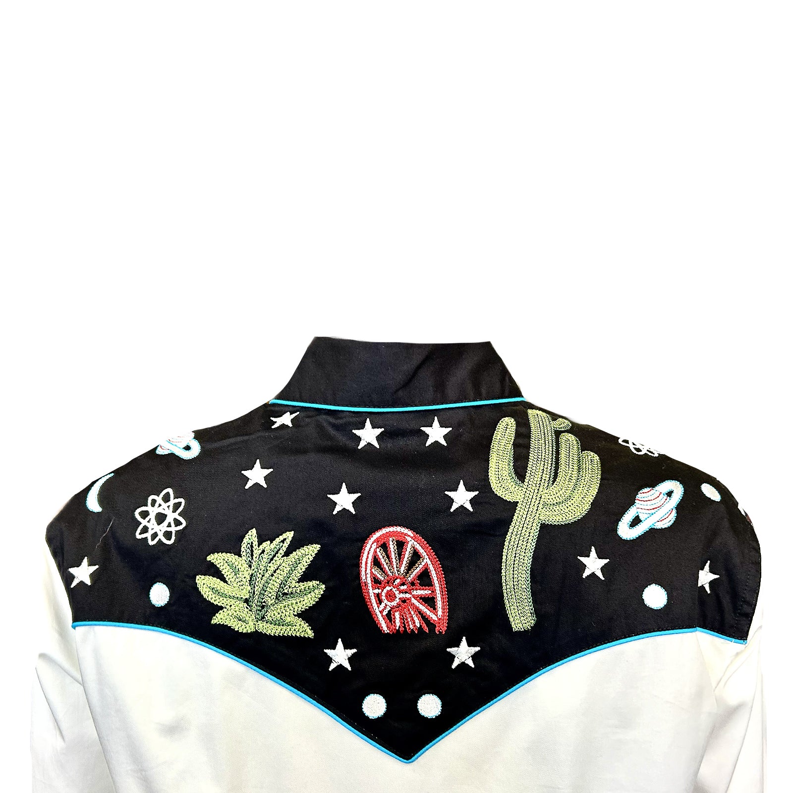 Women's Vintage Black Cactus & Stars Chain Stitch Embroidered Western Shirt - Rockmount