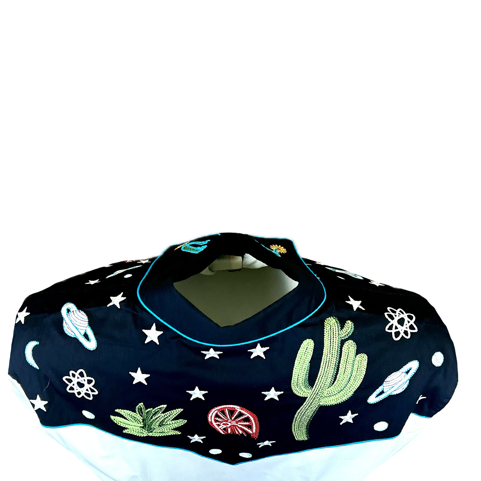 Women's Vintage Black Cactus & Stars Chain Stitch Embroidered Western Shirt - Rockmount