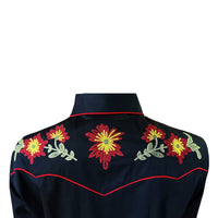 Women's Vintage Black Floral Embroidered Western Shirt