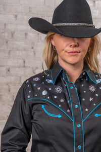 Women's Black Out of This World Embroidered Western Shirt
