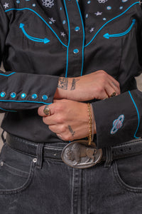 Women's Black Out of This World Embroidered Western Shirt