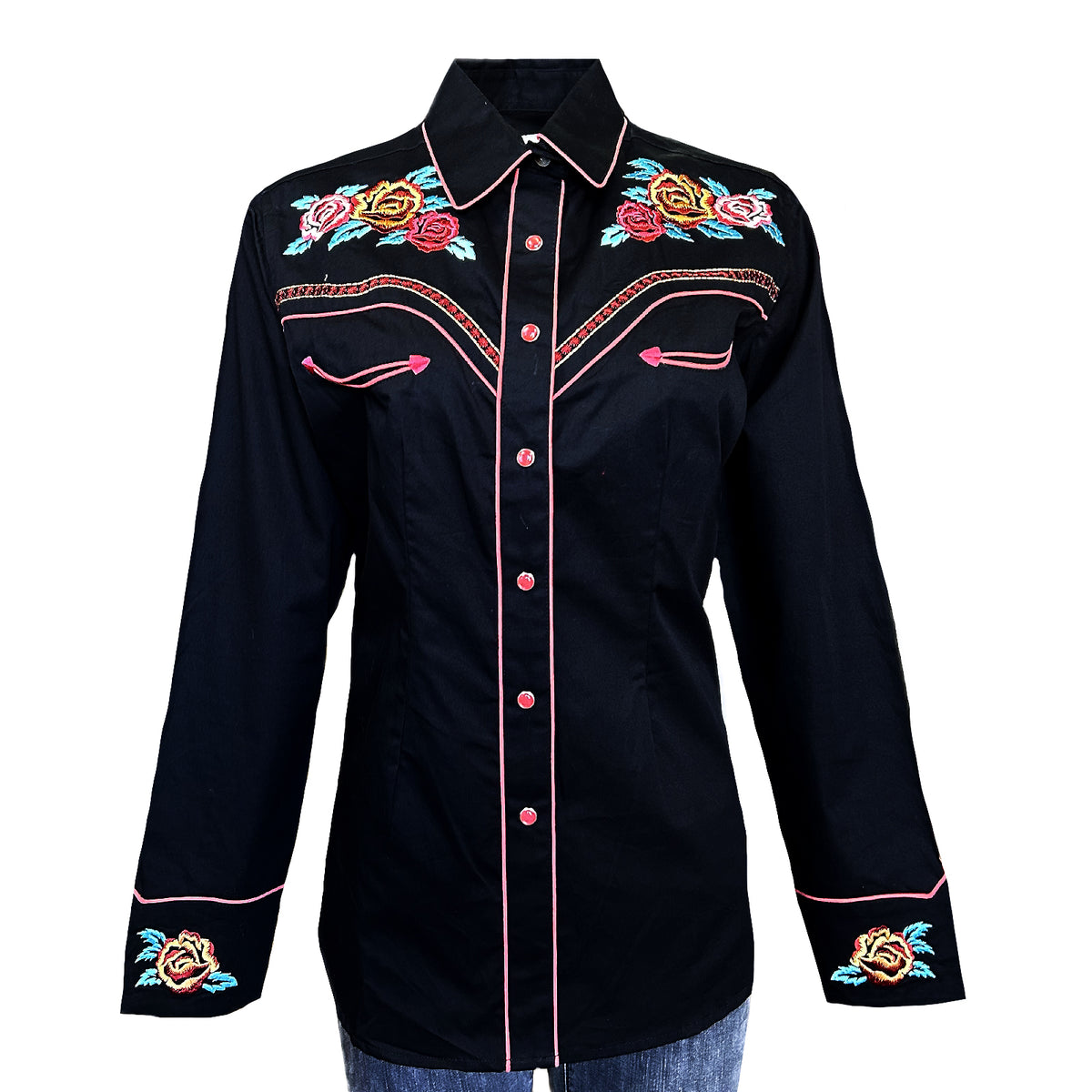 Women’s Vintage Rose Bouquet Embroidery Western Shirt - Rockmount