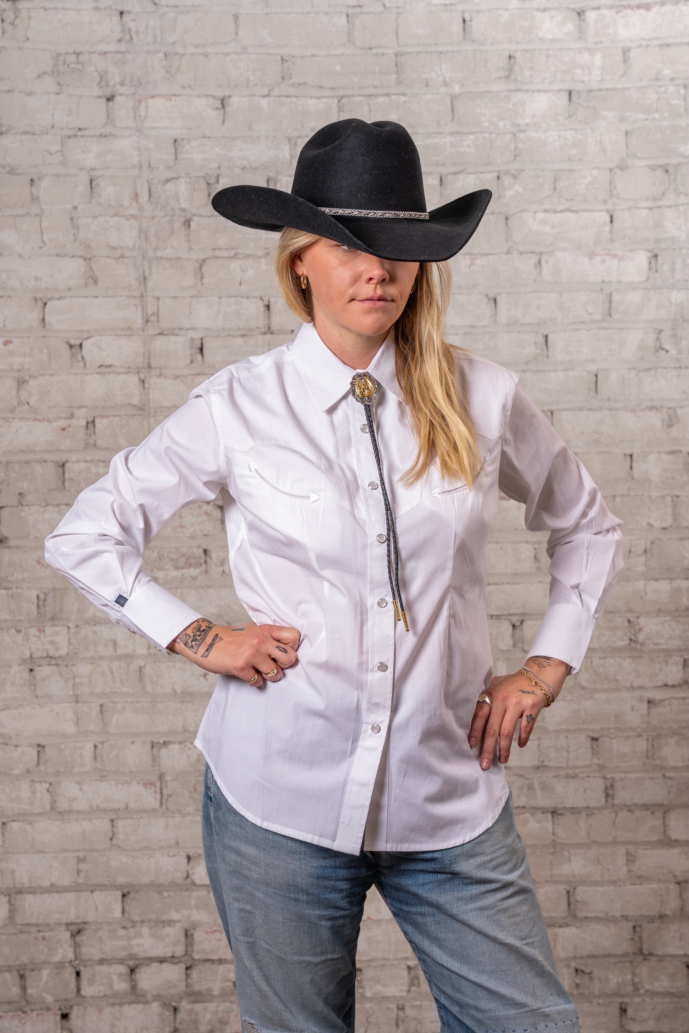 Women's Solid White 100% Cotton Western Shirt