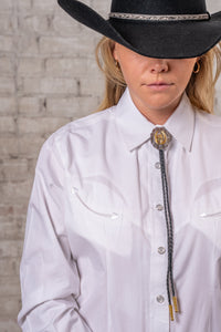 Women's Solid White 100% Cotton Western Shirt