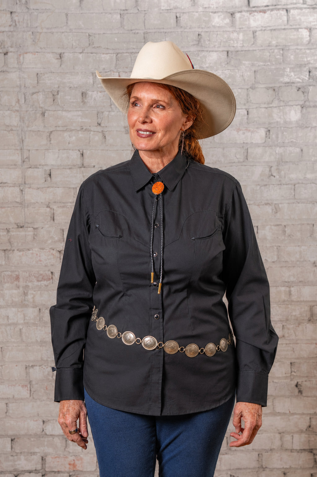 Women's Solid Black 100% Cotton Western Shirt