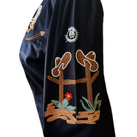 Women's Vintage Cactus & Cowgirl Boots Embroidered Western Shirt in Black - Rockmount