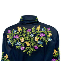 Women's Vintage Navy Floral Crochet Embroidered Western Shirt - Rockmount