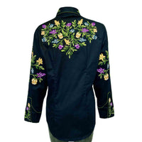 Women's Vintage Navy Floral Crochet Embroidered Western Shirt - Rockmount
