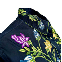 Women's Vintage Navy Floral Crochet Embroidered Western Shirt - Rockmount