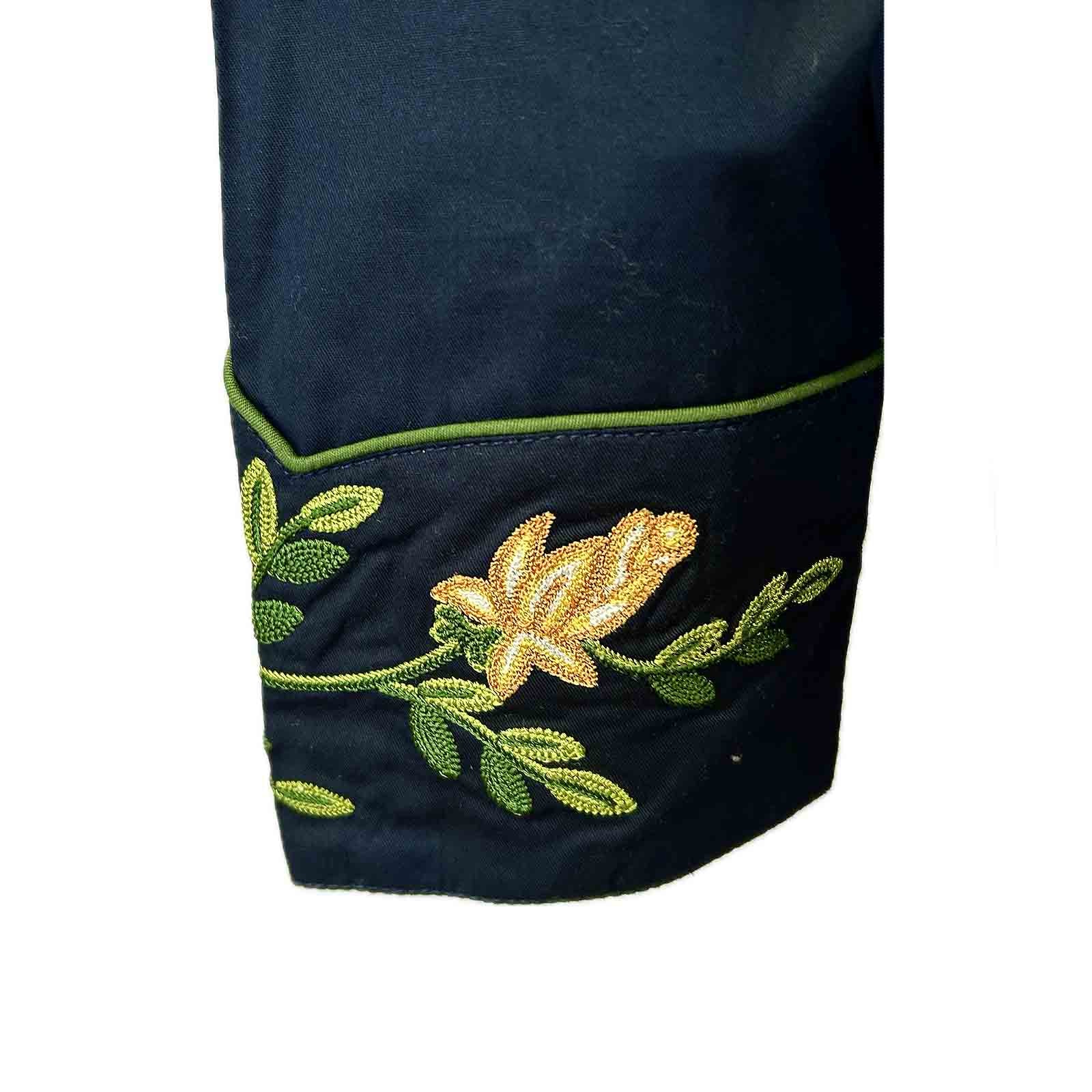 Women's Vintage Navy Floral Crochet Embroidered Western Shirt - Rockmount