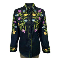 Women's Vintage Navy Floral Crochet Embroidered Western Shirt - Rockmount