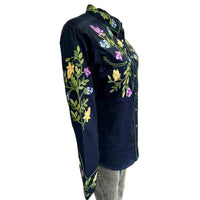 Women's Vintage Navy Floral Crochet Embroidered Western Shirt - Rockmount