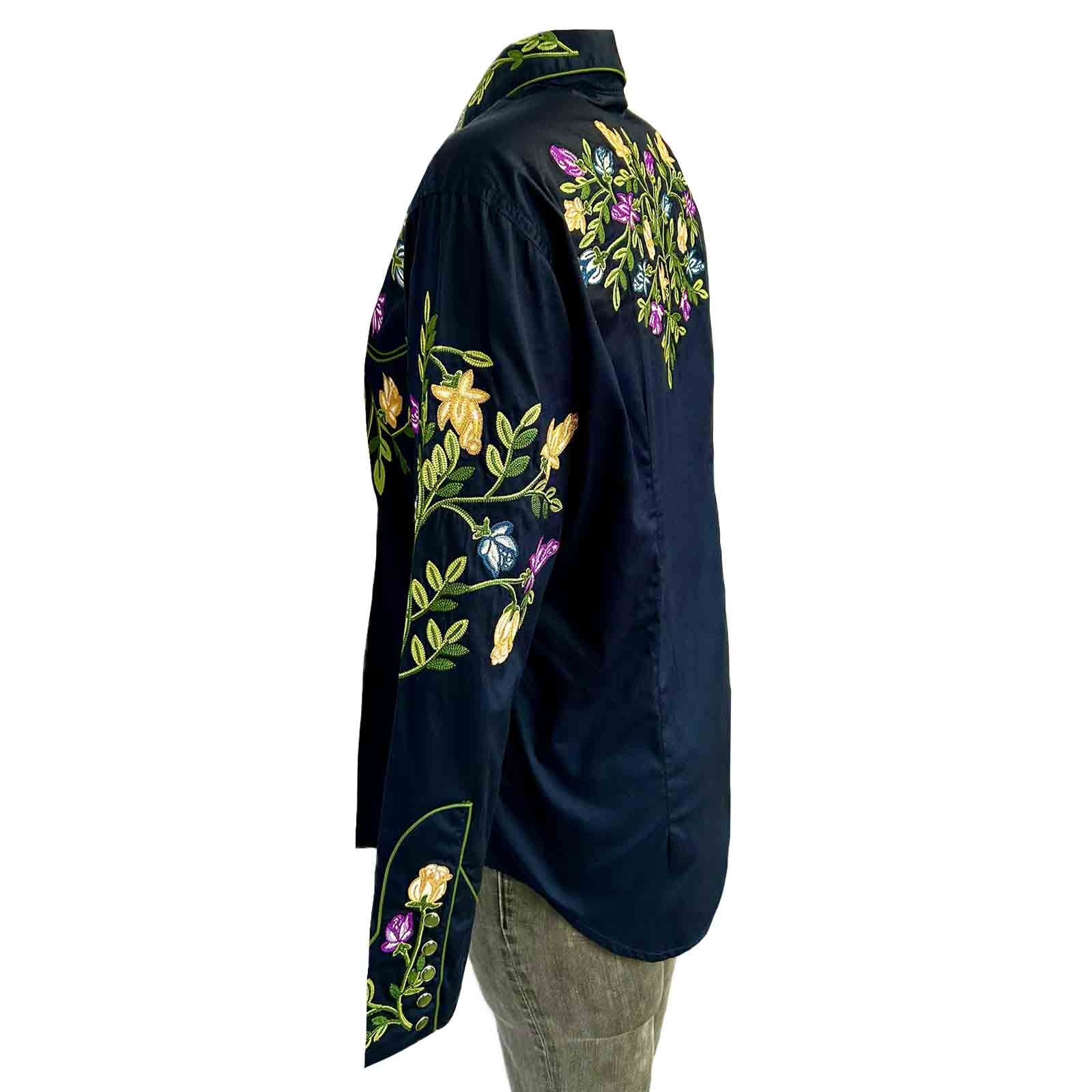 Women's Vintage Navy Floral Crochet Embroidered Western Shirt - Rockmount