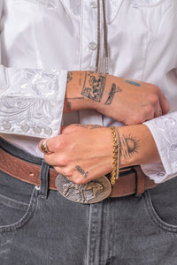 Women's Vintage White-on-White Tooling Embroidered Western Shirt