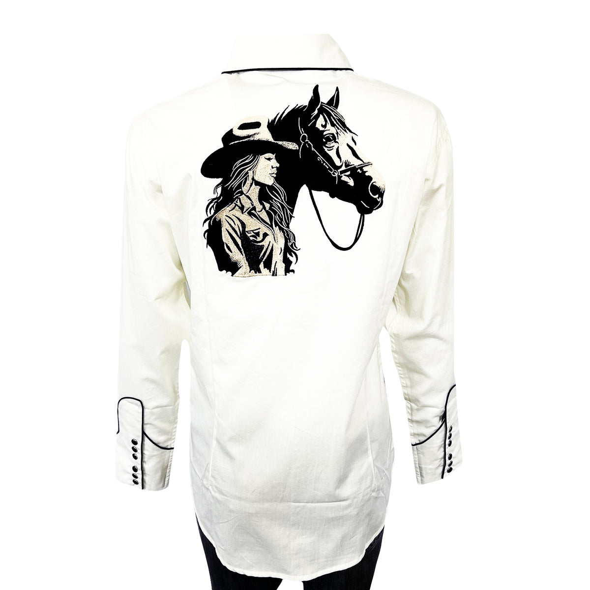 Women’s Ivory Cowgirl & Horse Embroidered Western Shirt - Rockmount