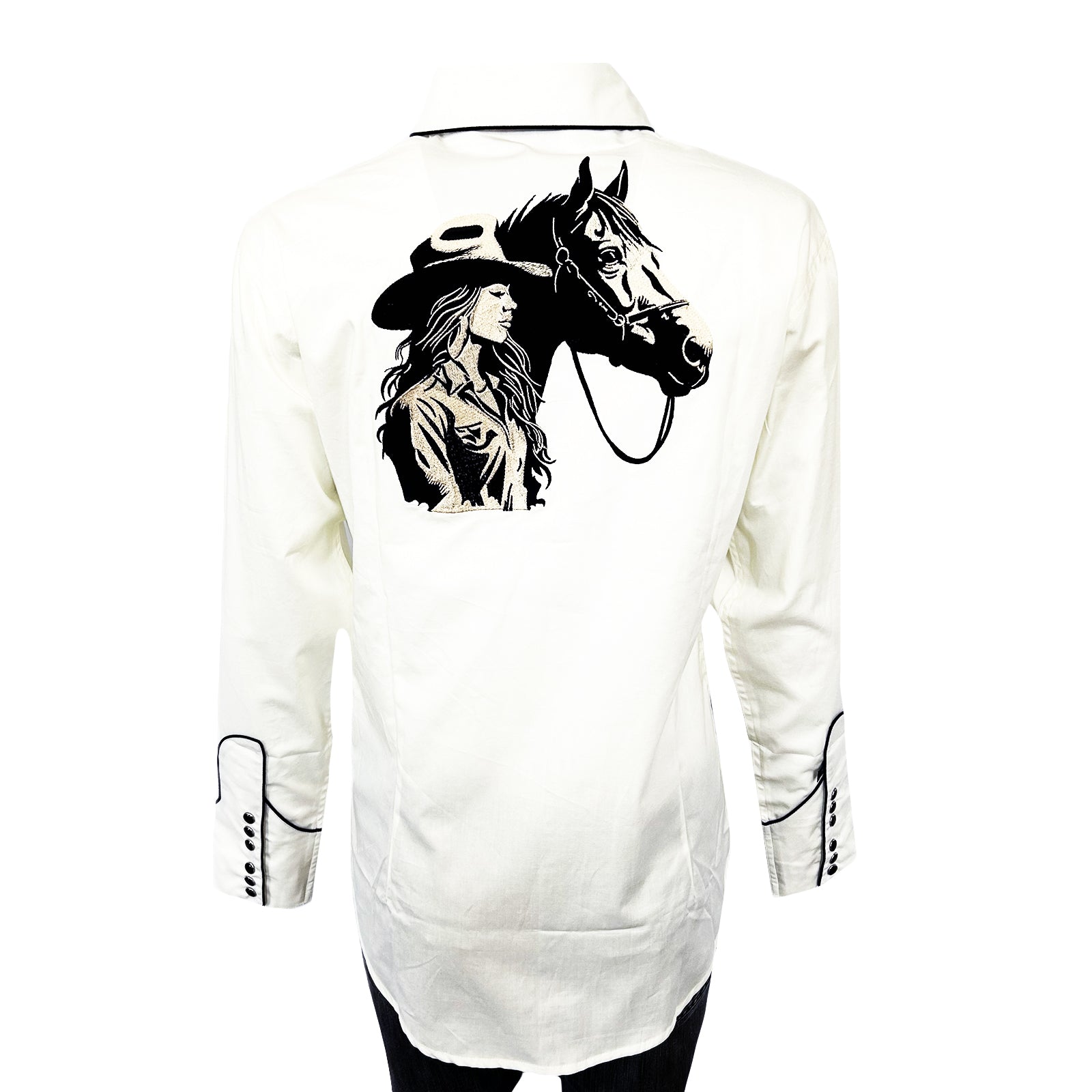 Women’s Ivory Cowgirl & Horse Embroidered Western Shirt - Rockmount