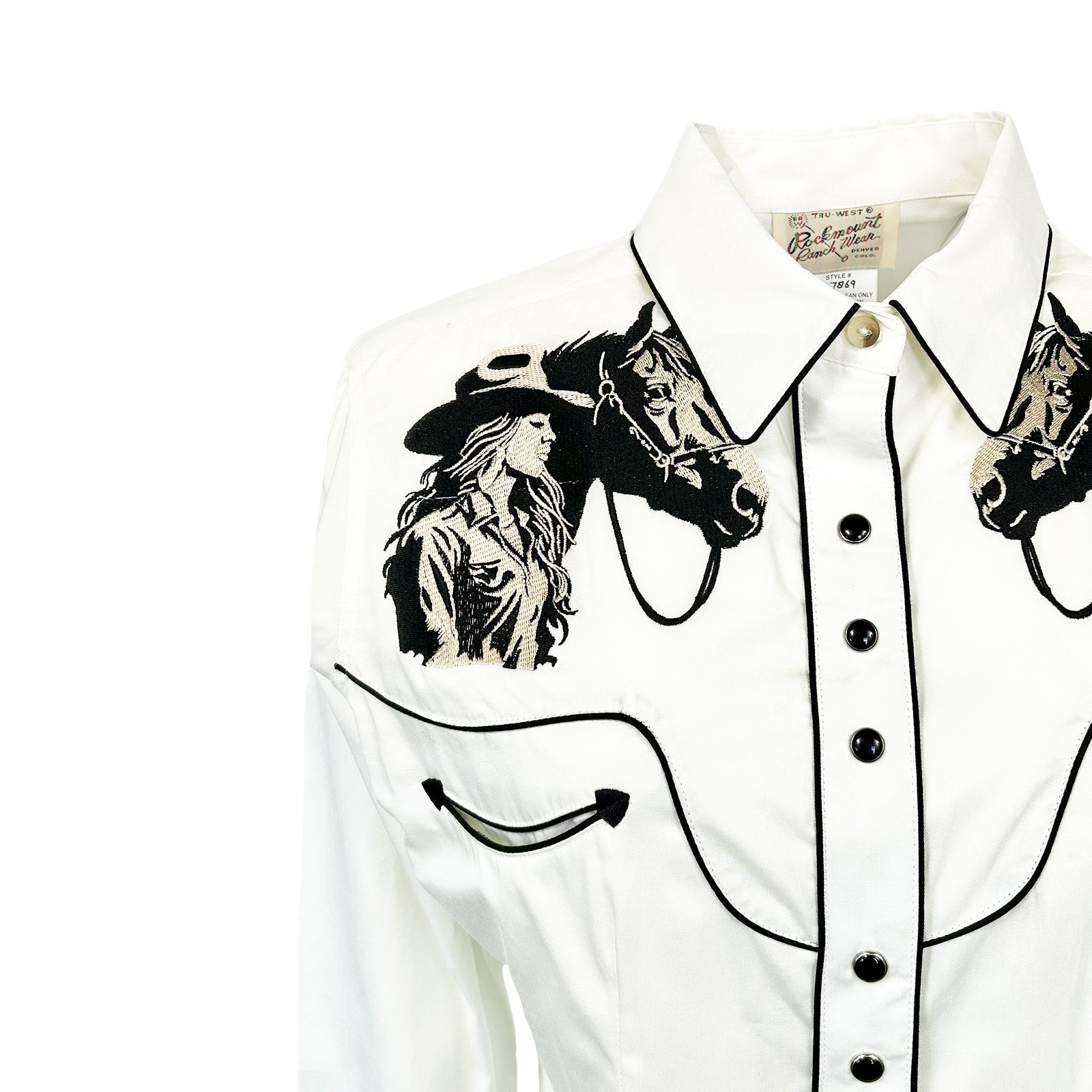 Women’s Ivory Cowgirl & Horse Embroidered Western Shirt - Rockmount