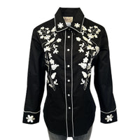 Women's Vintage Black Floral Embroidered Western Shirt