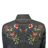 Women’s Grey Floral Bouquet Embroidered Western Shirt