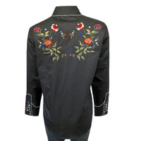Women’s Grey Floral Bouquet Embroidered Western Shirt