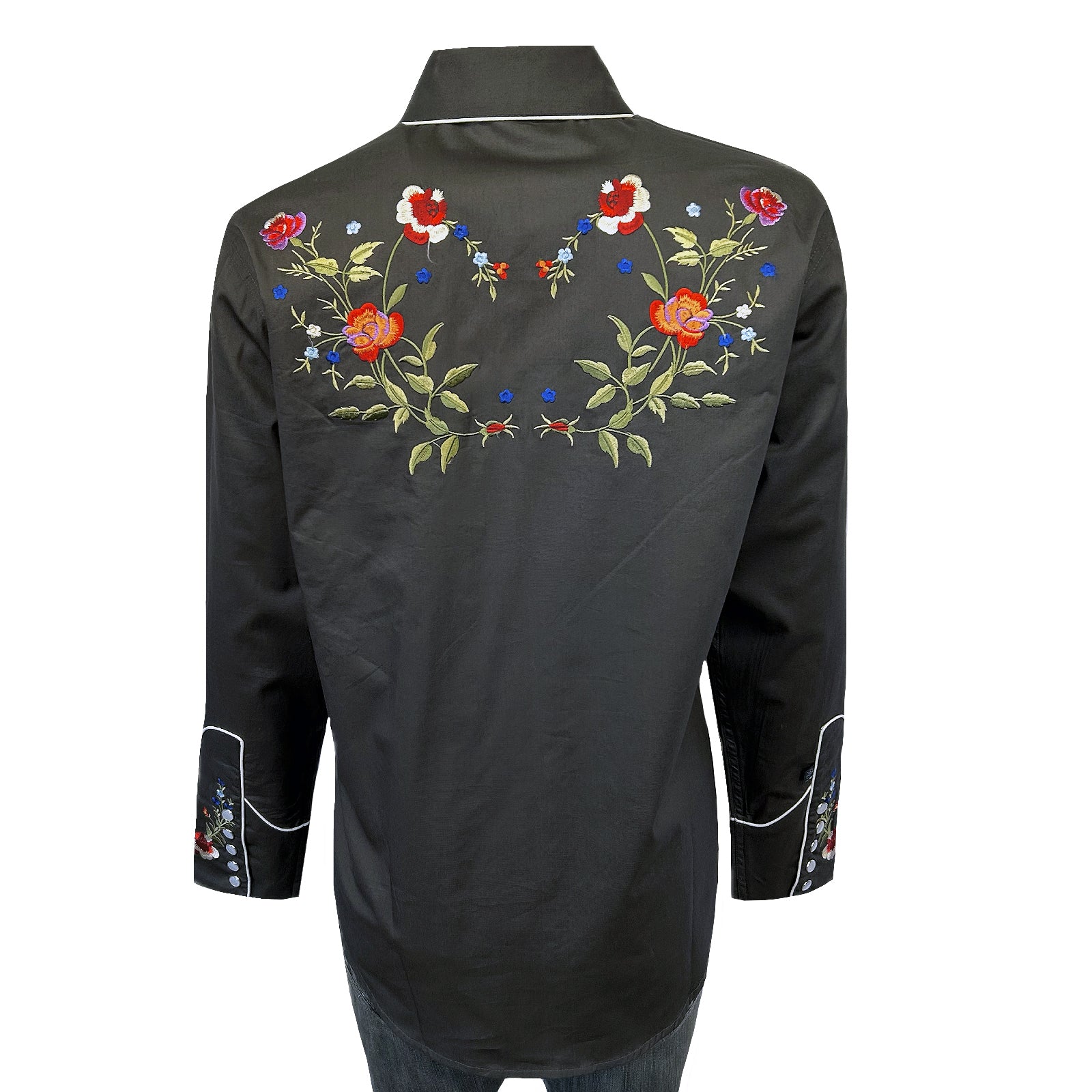 Women’s Grey Floral Bouquet Embroidered Western Shirt