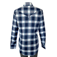 Women's Blue & White Shadow Plaid Sawtooth Western Shirt - Rockmount