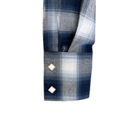 Women's Blue & White Shadow Plaid Sawtooth Western Shirt - Rockmount