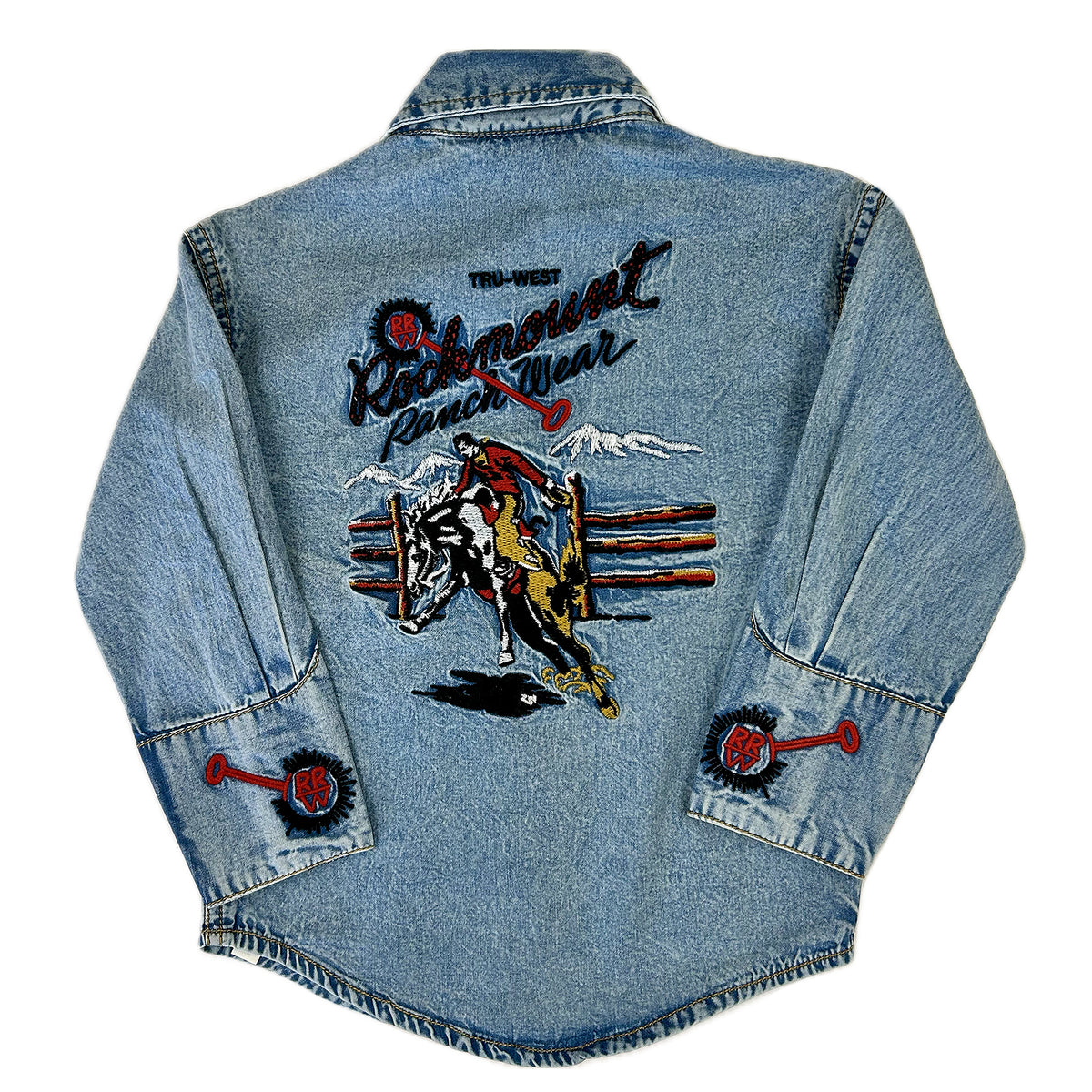 Kid's Rockmount Denim Bronc Vintage Embroidered Western Shirt - Rockmount