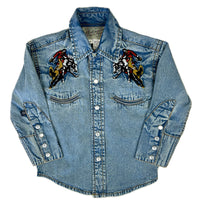Kid's Rockmount Denim Bronc Vintage Embroidered Western Shirt - Rockmount