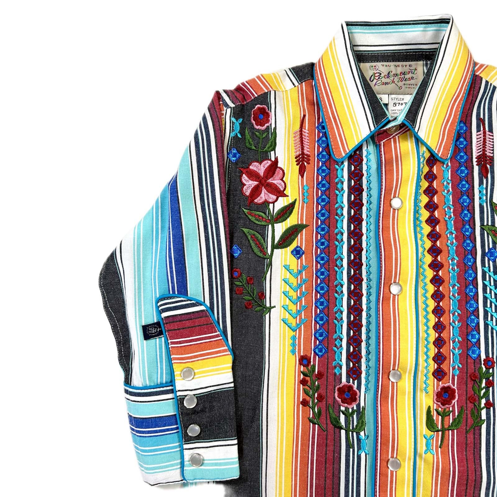 Kid's Embroidered Boho Serape Stripe Western Shirt - Rockmount