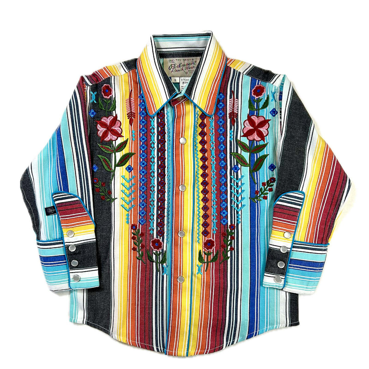 Kid's Embroidered Boho Serape Stripe Western Shirt - Rockmount