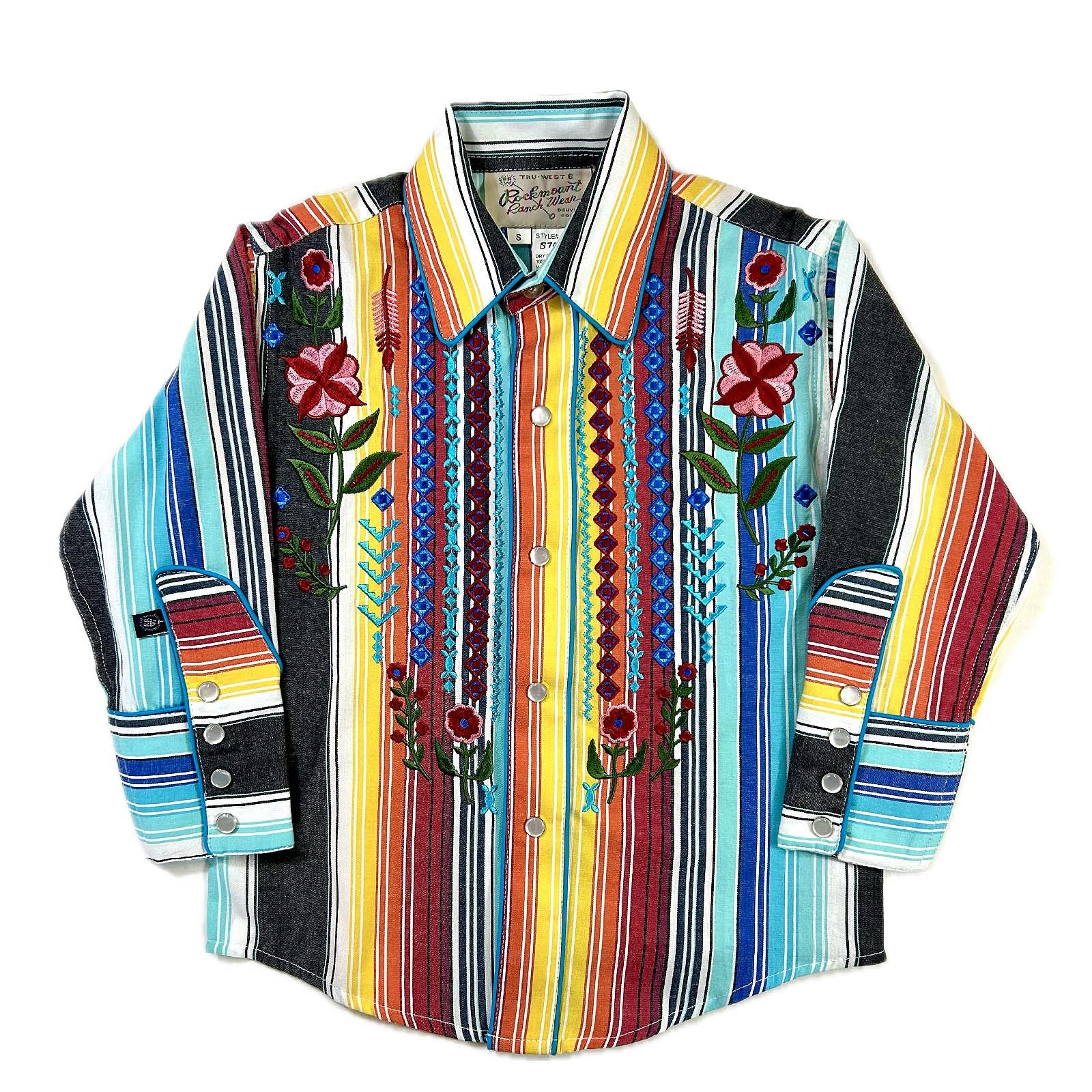 Kid's Embroidered Boho Serape Stripe Western Shirt - Rockmount