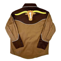 Kid's Embroidered 2-Tone Steer Western Shirt in Brown - Rockmount