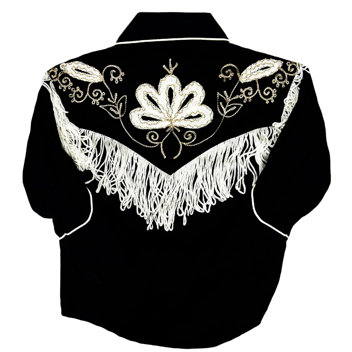 Kid's Vintage Black Embroidered Fringe Western Shirt - Rockmount