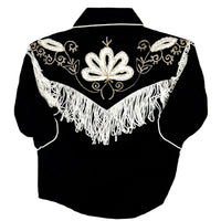 Kid's Vintage Black Embroidered Fringe Western Shirt - Rockmount