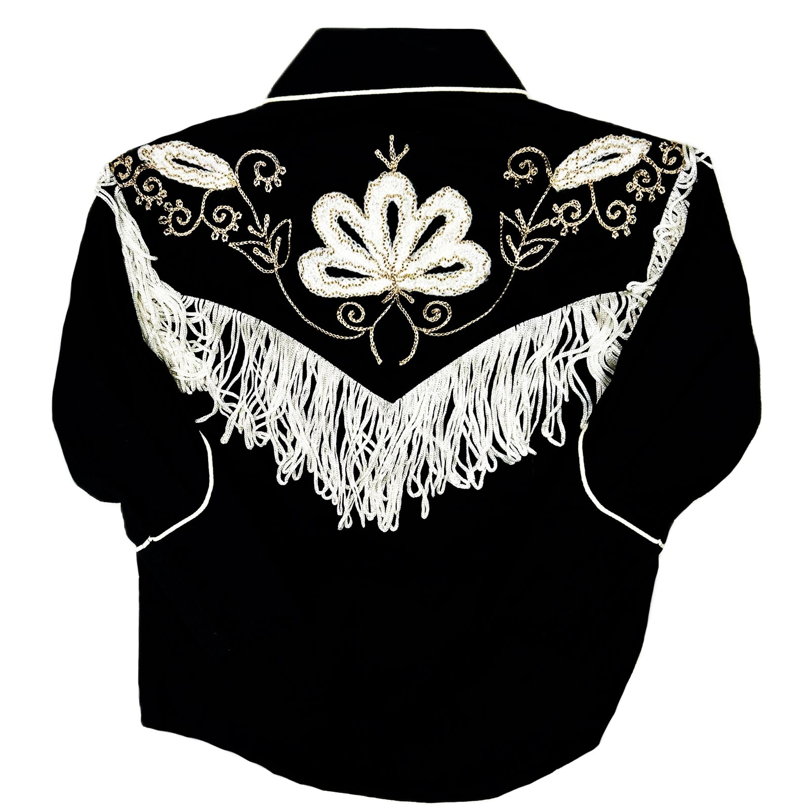 Kid's Vintage Black Embroidered Fringe Western Shirt - Rockmount