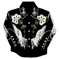 Kid's Vintage Black Embroidered Fringe Western Shirt - Rockmount