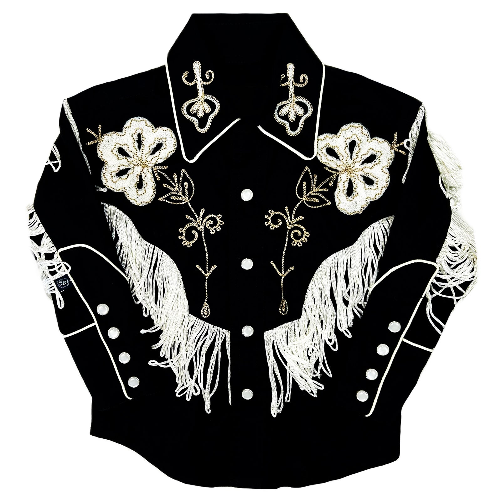 Kid's Vintage Black Embroidered Fringe Western Shirt - Rockmount