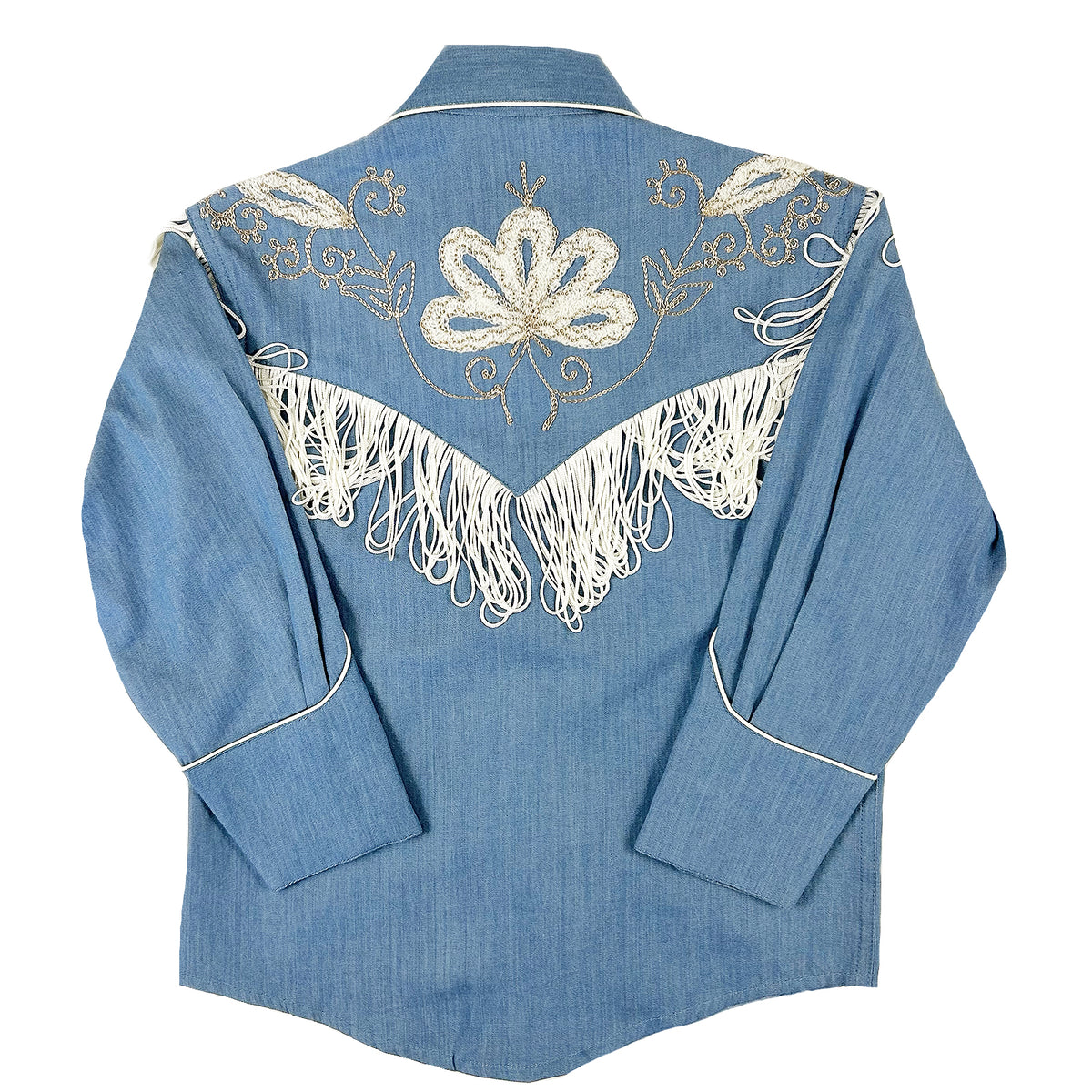 Kid's Vintage Denim Embroidered Fringe Western Shirt - Rockmount