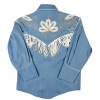 Kid's Vintage Denim Embroidered Fringe Western Shirt - Rockmount