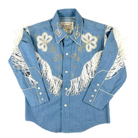 Kid's Vintage Denim Embroidered Fringe Western Shirt - Rockmount