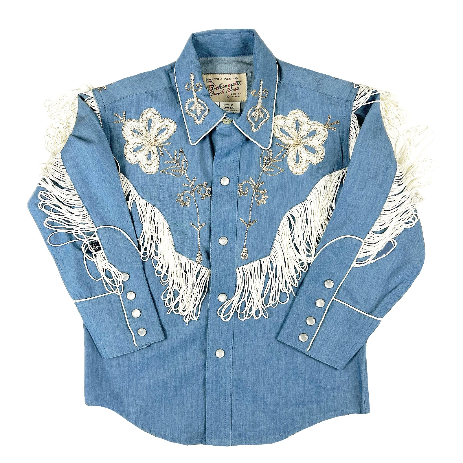 Kid's Vintage Denim Embroidered Fringe Western Shirt - Rockmount