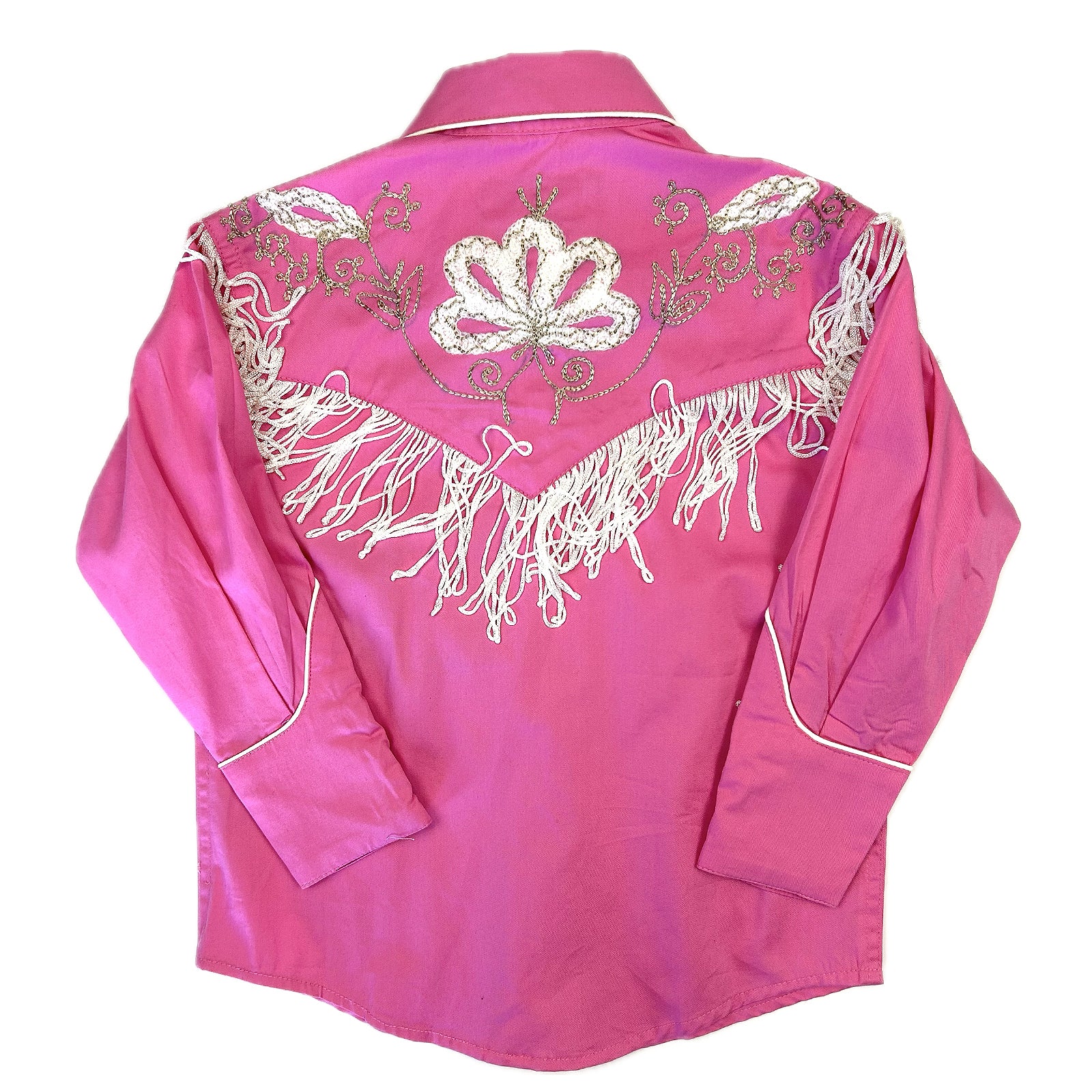 Kid's Vintage Pink Embroidered Fringe Western Shirt - Rockmount