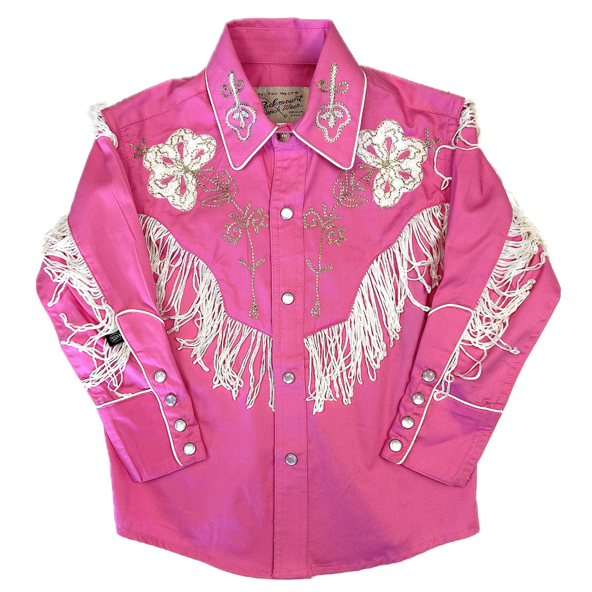 Kid's Vintage Pink Embroidered Fringe Western Shirt - Rockmount